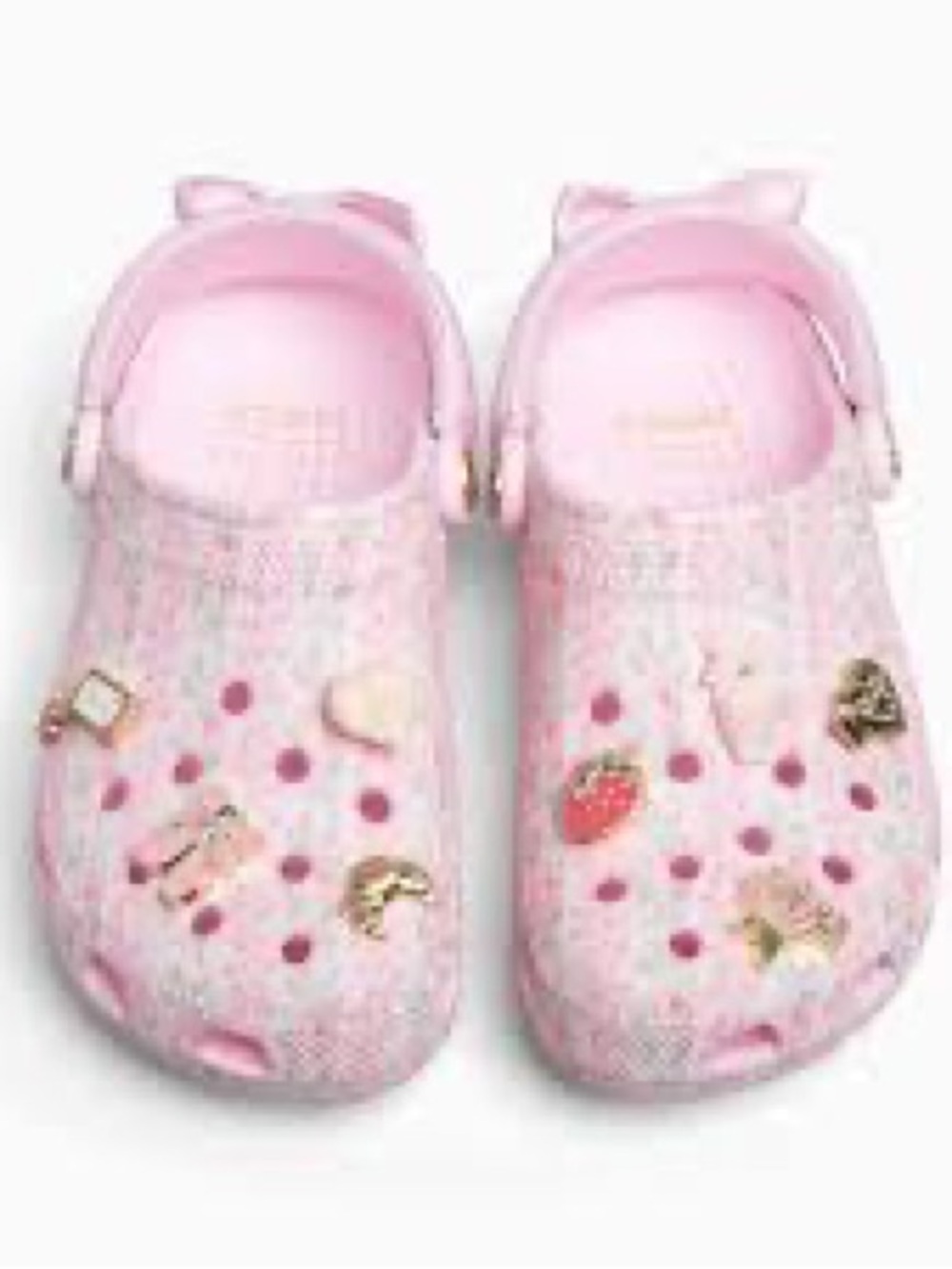 CROCS Kids Pink Glitter Clogs with Charm Accents